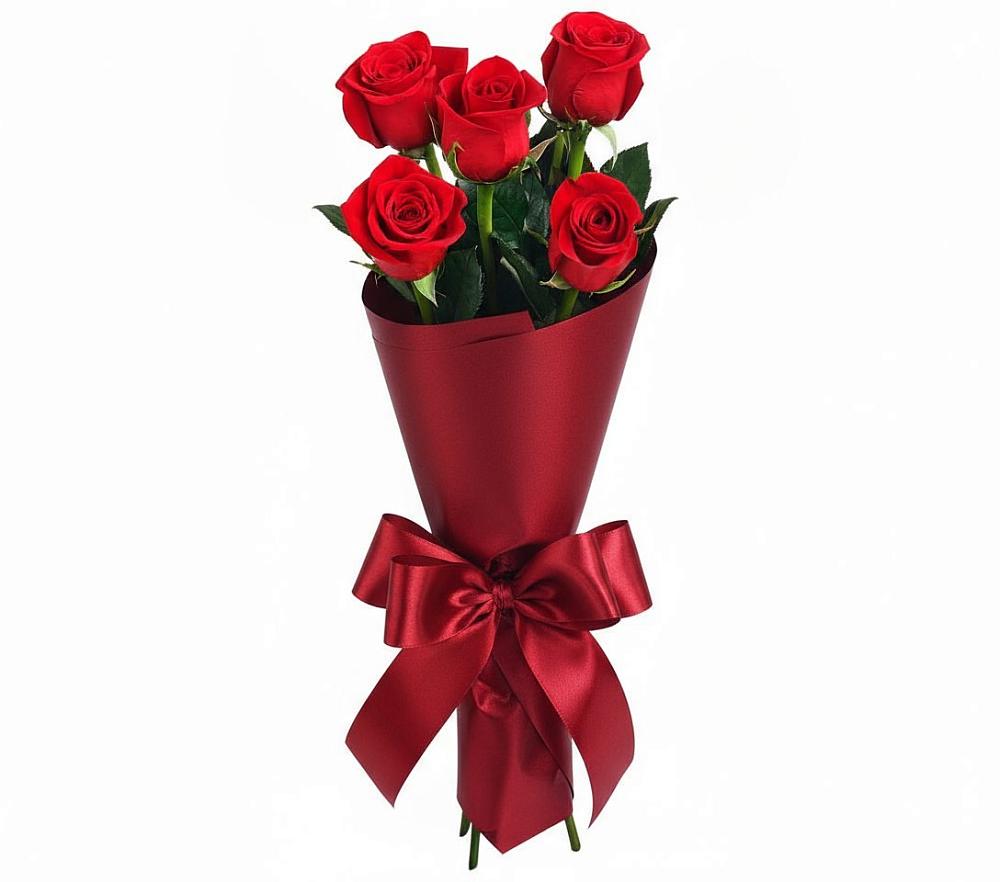 Букет 5 Красных роз Эдлесс Лав в Приморский