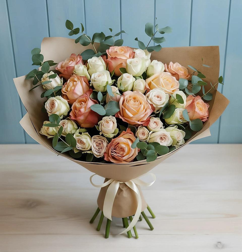 Букет цветов из: Альстромерии и Розы в Приморский