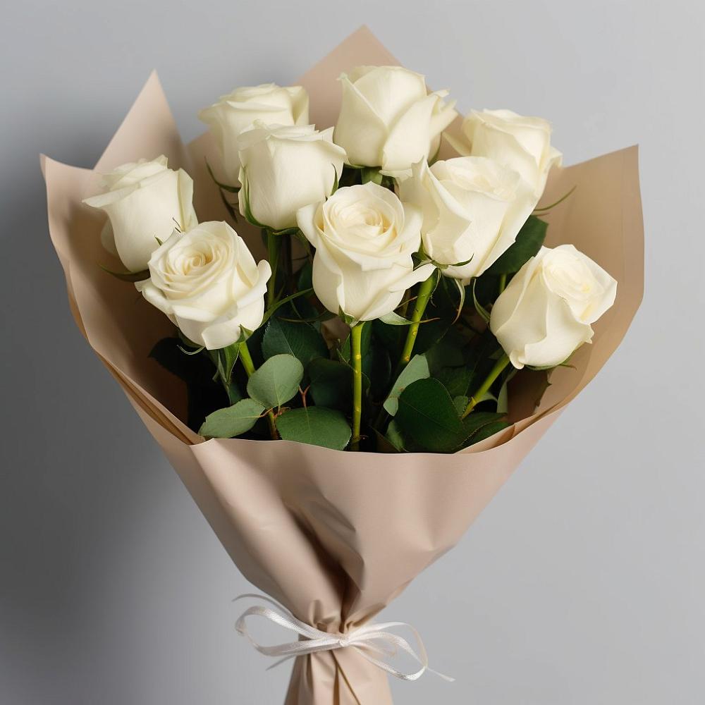 Букет 9 Белых роз Эдлесс Лав в Приморский