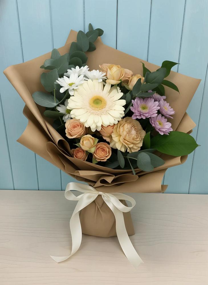 Букет цветов из: Герберы и Хризантемы в Приморский