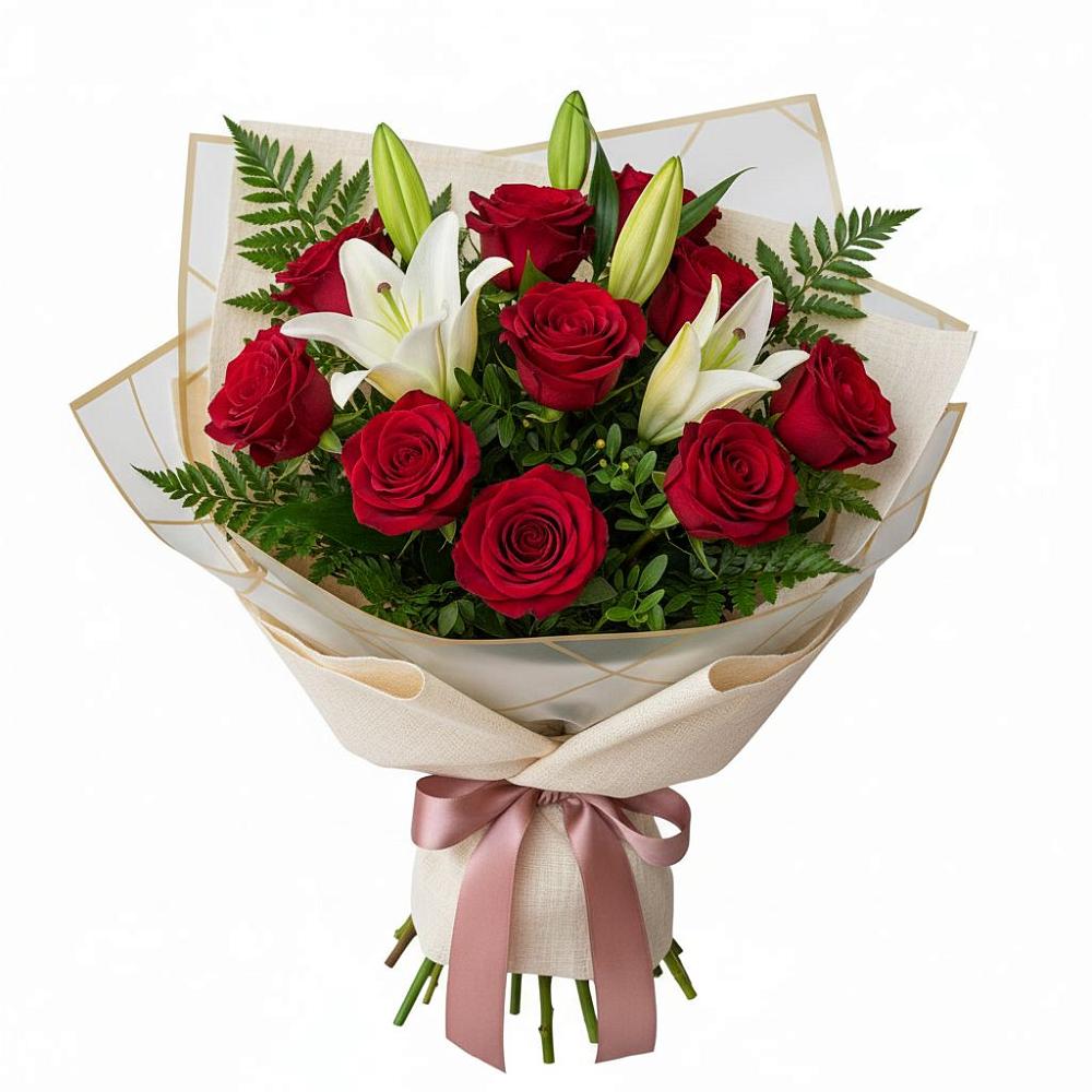 Букет цветов из: Лилии и Розы в Приморский