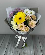 Букет цветов из:  Розы, Герберы и Хризантемы #REPLACE_PRED# Приморский