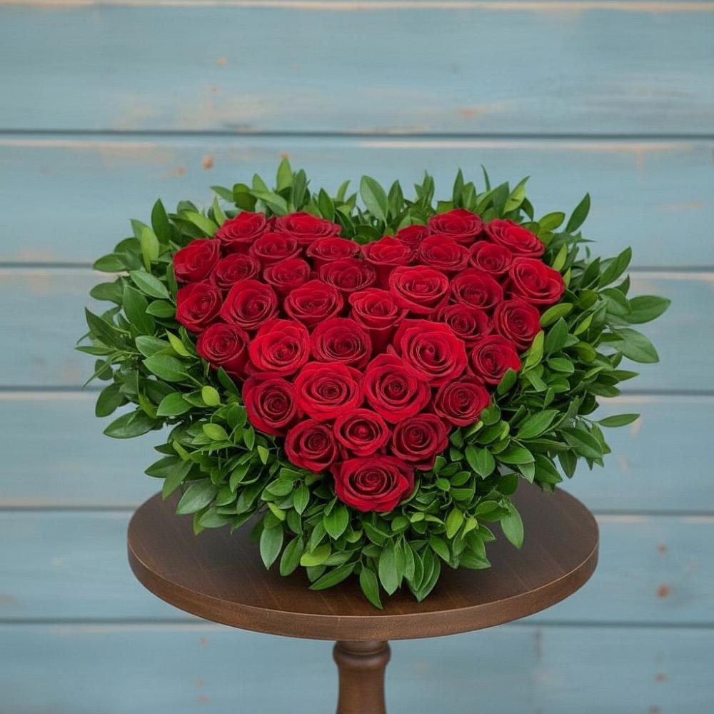 Цветочная композиция из Розы в виде сердца в Приморский