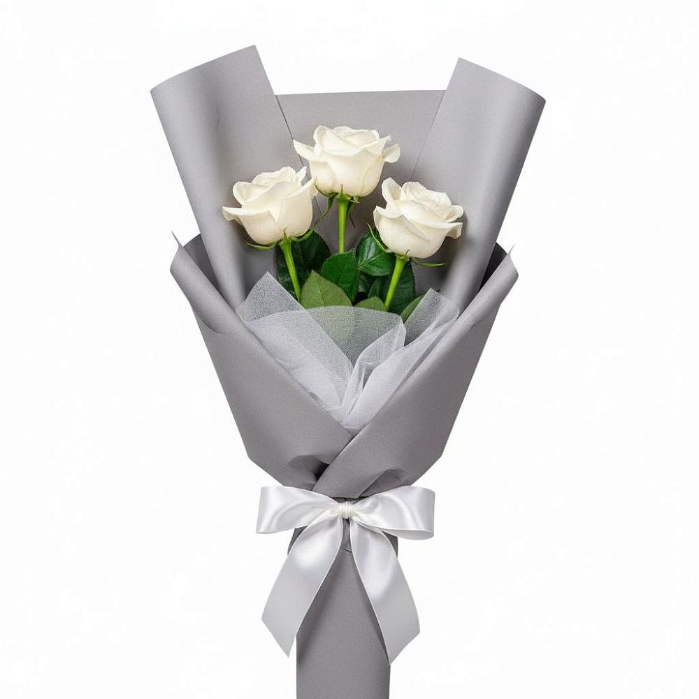 Букет 3 белые розы в Приморский