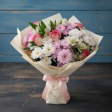 Букет цветов из:  Хризантемы, Альстромерии и Розы в Приморский