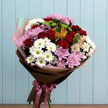 Букет цветов из:  Розы, Хризантемы и Альстромерии в Приморский