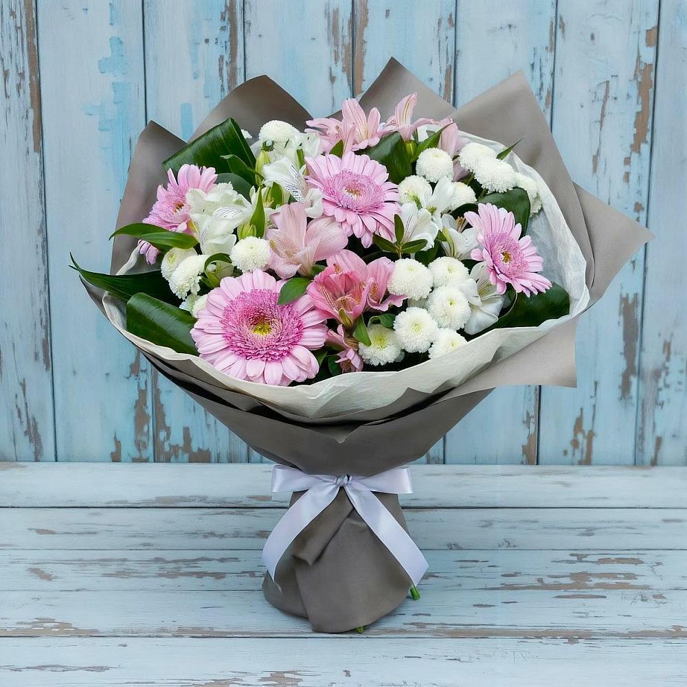 Букет цветов из: Герберы, Альстромерии и Хризантемы в Приморский