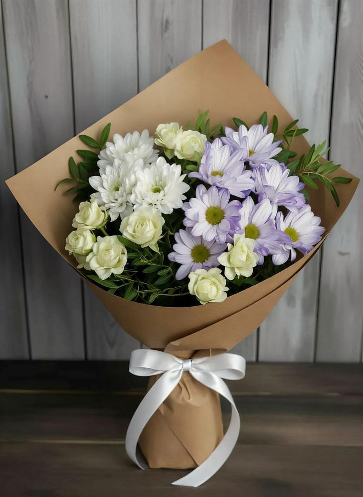 Букет цветов из: Хризантемы и Розы в Приморский